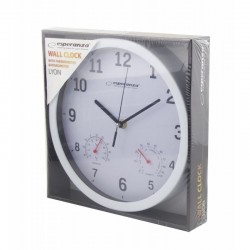 Ceas de perete, afisaj analog, termometru, higrometru, 25 cm, Esperanza Lyon