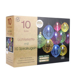 Ghirlanda solara LED, 10 spirale colorate, diametru glob 5.5 cm