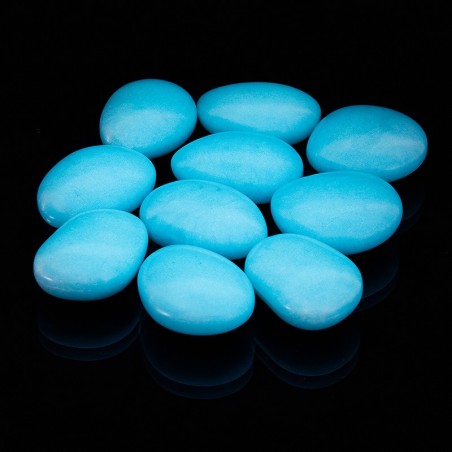 Pietricele fosforescente lumineaza glow aqua, diametru 4 cm, 10 bucati