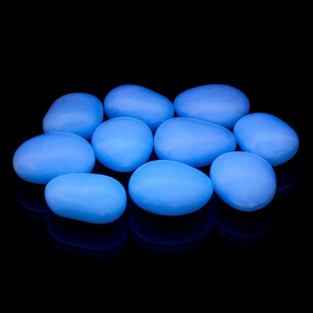 Pietre decorative fosforescente, diametru 4 cm, lumineaza glow albastru, 10 bucati