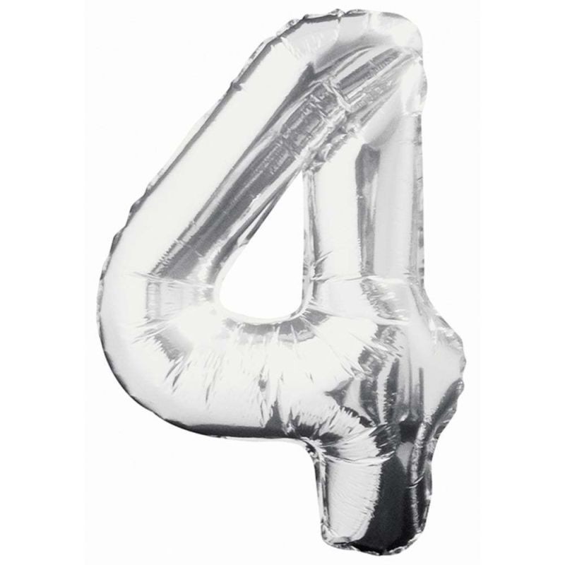 Balon folie cifra, model gigant, culoare argintiu, inaltime 74 cm