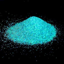 Nisip fosforescent bicolor albastru si aqua, granulatie fina, 100 g
