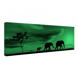 Tablou fosforescent Familie de elefanti, canvas profesional, 60x20 cm