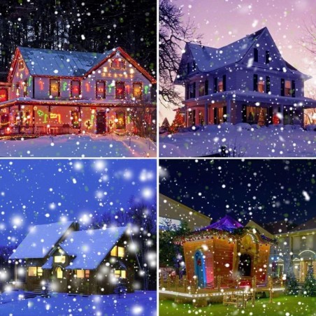 Proiector LED 4W, joc luminos fulgi de zapada, timer, IP44 exterior si interior