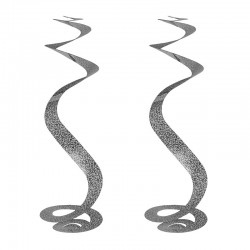 Ghirlanda serpentina Happy Birthday, decor glow, set 6 bucati argintii