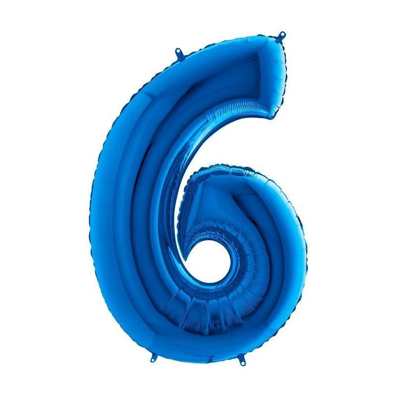 Balon folie cifra mare, albastru metalizat, 35 cm, pentru aniversari