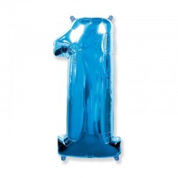 Balon folie cifra mare, albastru metalizat, 35 cm, pentru aniversari