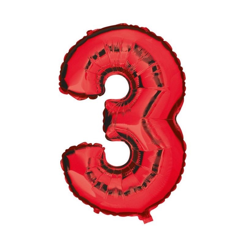 Balon folie cifra rosu metalizat, inaltime 35 cm, pentru aniversare