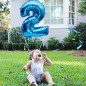 Balon folie cifra mare, albastru metalizat, 35 cm, pentru aniversari