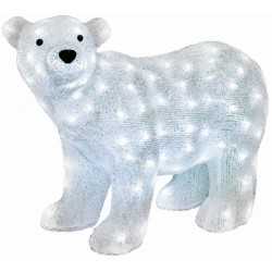 Figurina Craciun Urs Polar, acril, 120 LED-uri alb rece, IP44, 58x42 cm