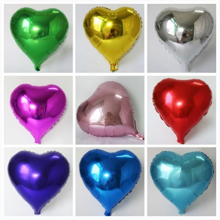 Balon folie inimioara, culori metalizate, petreceri tematice, inaltime 40 cm