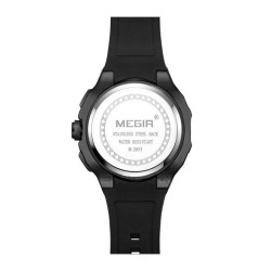 Ceas barbatesc sport Cronograf, Quartz, cronometru, calendar, indicatori fosforescenti, Megir