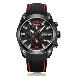 Ceas barbatesc casual, Quartz, analog, cronograf, indicatoare fosforescente, Megir