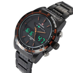 Ceas de mana barbati, Quartz, 3ATM, dual, alarma, cronometru, iluminat, NAVIFORCE
