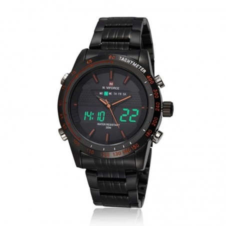 Ceas de mana barbati, Quartz, 3ATM, dual, alarma, cronometru, iluminat, NAVIFORCE