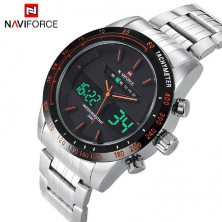 Ceas barbatesc Quartz si digital, 3ATM, iluminat, alarma cronometru, NAVIFORCE