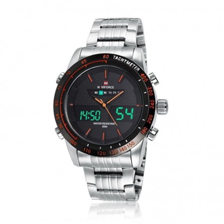 Ceas barbatesc Quartz si digital, 3ATM, iluminat, alarma cronometru, NAVIFORCE