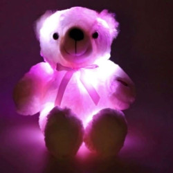Lumina de veghe Ursulet din plus, LED-uri multicolore, alimentare baterii