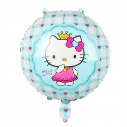 Balon Hello Kitty, din folie, albastru, diametru 45 cm
