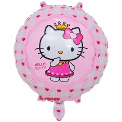 Balon folie rotund Hello Kitty, roz, diametru 45 cm, aer sau heliu