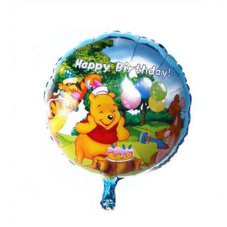 Balon Winnie Happy Birthday, folie, 45x45 cm, umflare aer sau heliu