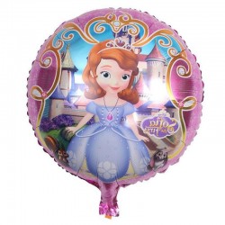 Balon folie rotund Sofia, roz, diametru 45 cm, fetite, heliu sau aer