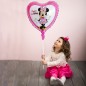 Balon folie inima Minnie, Happy Birthday, roz, 45x45 cm, heliu sau aer
