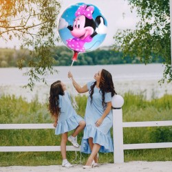 Balon Minnie Mouse, rotund 44 cm, din folie pentru heliu sau aer