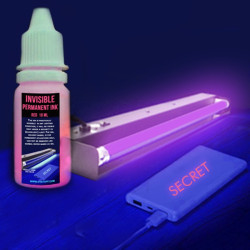 Cerneala UV invizibila rosie pe baza de solvent permanenta, flacon 10 ml