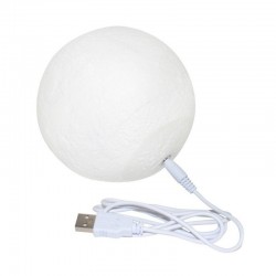 Lampa Luna 3D 20 cm, LED 16 culori, reincarcabila, telecomanda, suport lemn