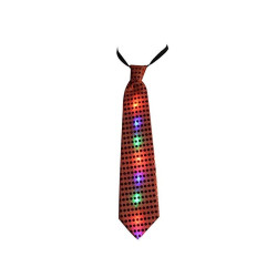 Cravata luminoasa LED RGB cu paiete, textil, 3 moduri iluminare, 33 cm