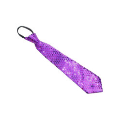 Cravata luminoasa LED RGB cu paiete, textil, 3 moduri iluminare, 33 cm