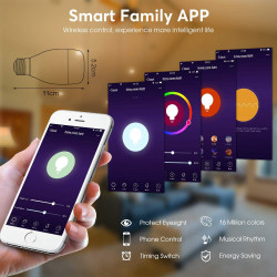 Bec inteligent LED RGBW, Wi-Fi, E27 7W, control telefon smart