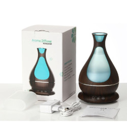Difuzor ultrasunete aromaterapie, 400 ml, 12W, temporizator, iluminat LED