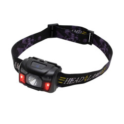 Lanterna frontala, 3 LED-uri, 100 lm, senzor miscare PIR, reincarcabila