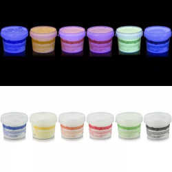 Vopsea invizibila fluorescenta reactiva UV, transparenta colorata, set 6
