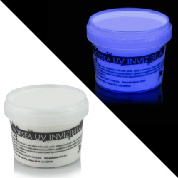 Vopsea invizibila fluorescenta reactiva UV, transparenta alba