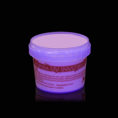 Vopsea invizibila fluorescenta reactiva UV, transparenta rosie