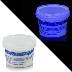 Vopsea invizibila fluorescenta reactiva UV, transparenta albastra