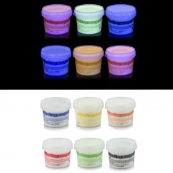 Vopsea invizibila fluorescenta reactiva UV, transparenta colorata, set 6