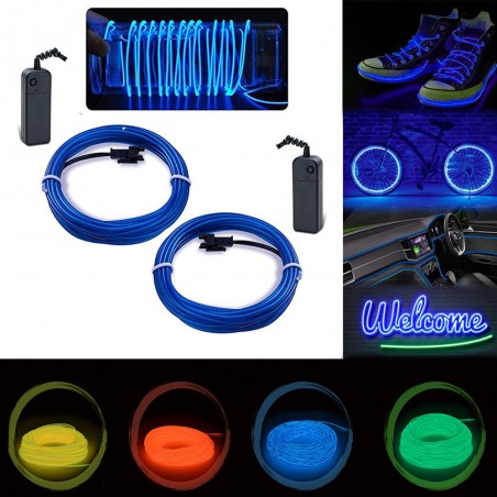 Kit fir luminos El Wire pentru tuning roti bicicleta, lungime 4 m, invertoare incluse