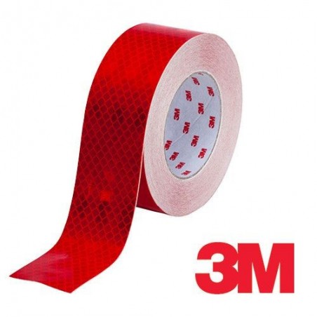 Banda reflectorizanta 3M rosie, pentru suprafete flexibile, latime 5 cm
