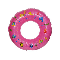 Colac gonflabil fetite pentru inot, cu alveole, imprimeu animalute, roz