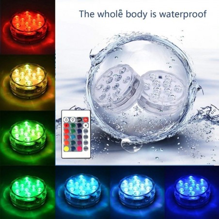 Lumina ambientala LED RGB, subacvatica, cu telecomanda, 7 cm, pentru piscine