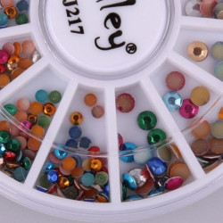 Strasuri 3D manichiura, diverse marimi, multicolore, carusel 12 compartimente