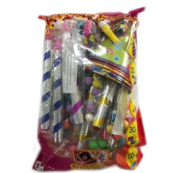 Kit accesorii petrecere, 10 persoane, coifuri, suflatori, hartie franjurata, trompete