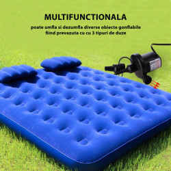 Pompa de aer electrica umflare dezumflare, alimentare priza, 3 duze