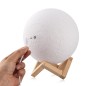 Lampa Luna 3D 20 cm, LED 16 culori, reincarcabila, telecomanda, suport lemn