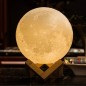 Lampa Luna 3D 20 cm, LED 16 culori, reincarcabila, telecomanda, suport lemn
