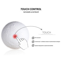 Lampa Luna 3D 20 cm, LED 16 culori, reincarcabila, telecomanda, suport lemn